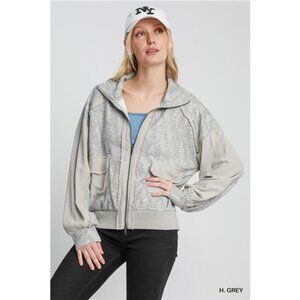 Umgee Two-Way Jacquard‎ Zip-Up Jacket